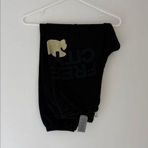 Freecity Black Joggers with Gold Logo